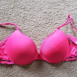 36C HOT PINK PUSHUP BRA LACE